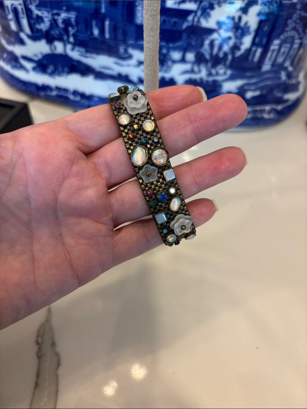 Sorrelli Multicolor Crystal & White Flower Bracelet